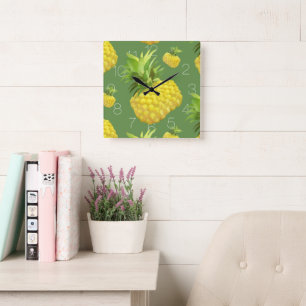 Horloge Carrée Illustration d'ananas