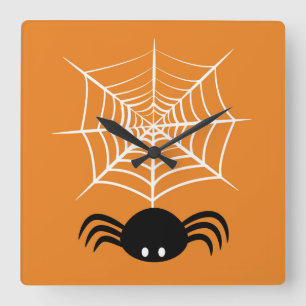 Horloge Carrée Illustration d'araignée d'Halloween effrayante