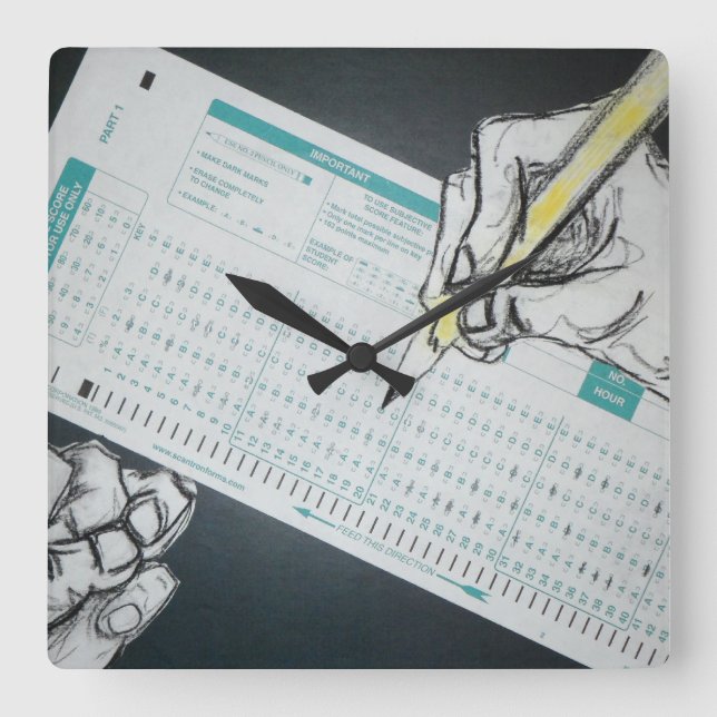 Horloge Carrée illustration scantron (Recto)
