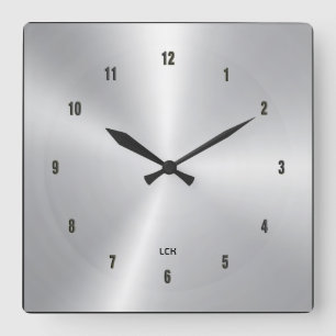 Horloge Carrée Image de fond en argent métallisé