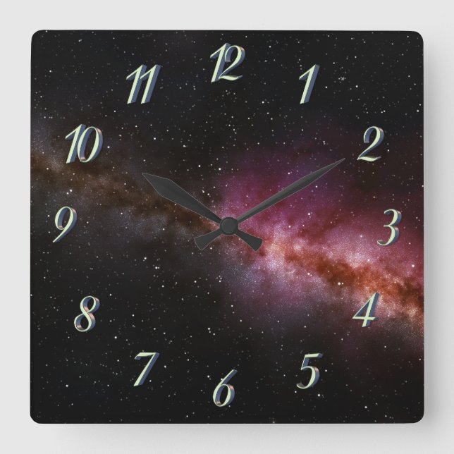 Horloge Carrée Image de l'univers (Recto)