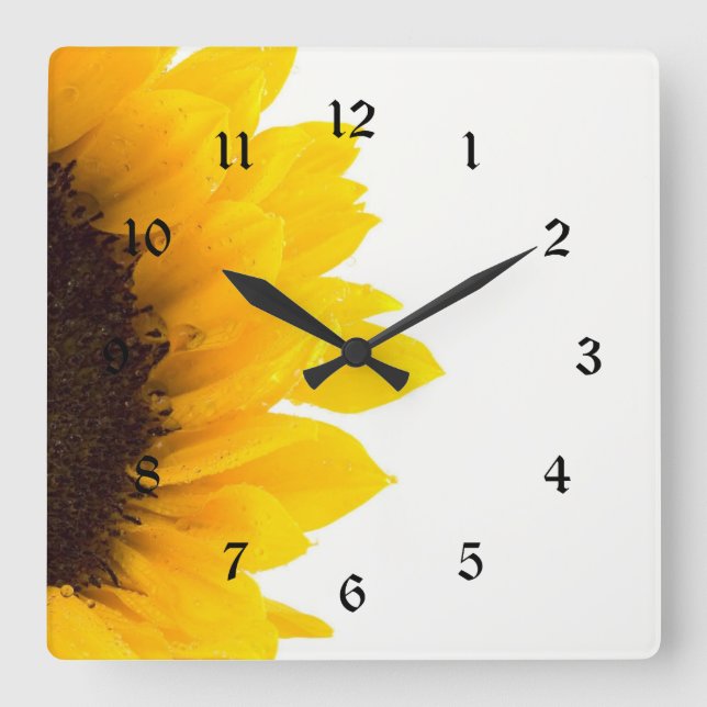 Horloge Carrée Image de tournesol, design populaire (Recto)