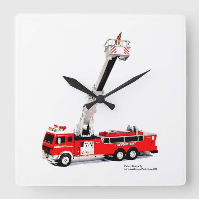 Horloge Carrée Image du moteur d'incendie pour Carré-Mur-Horloge (Recto)