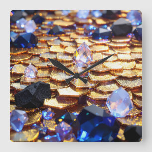 Horloge Carrée Imaginaire de luxe Gemstone Abstrait