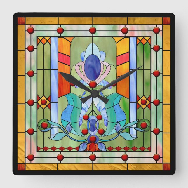 Horloge Carrée Imaginaire en verre tendu (Recto)