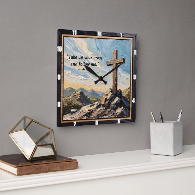 Horloge Carrée Impasto Foi : Suivez Son Chemin (Bureau)