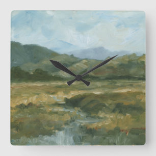 Horloge Carrée Impasto Landscape III