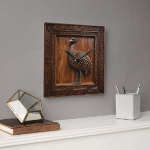 Horloge Carrée Impression 3d Wood Australian Emu