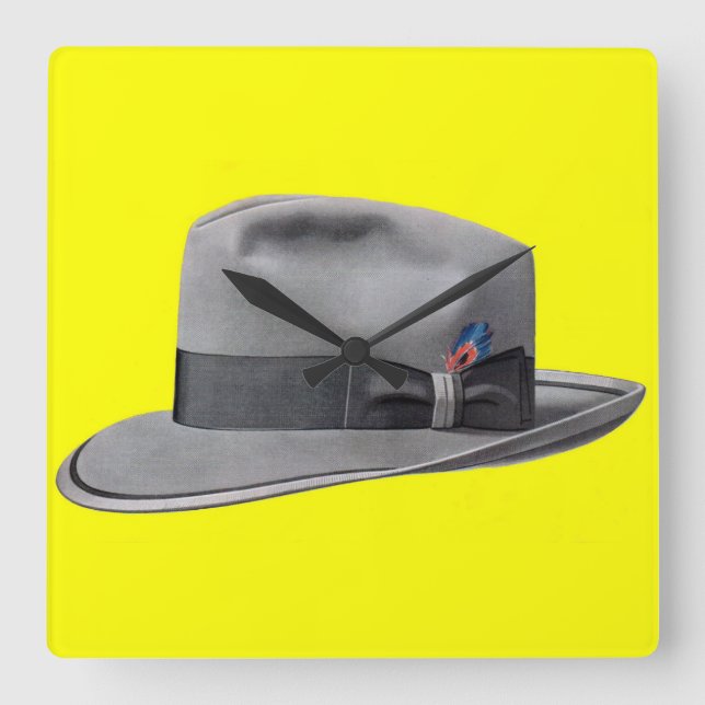 Horloge Carrée Impression casquette masculine fedora des années 1 (Recto)