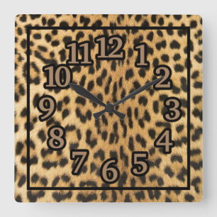 Horloge Carrée Impression de gros chat guépard
