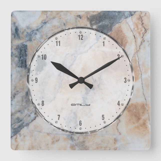 Horloge Carrée Impression texture naturelle de Marble Stone (Recto)