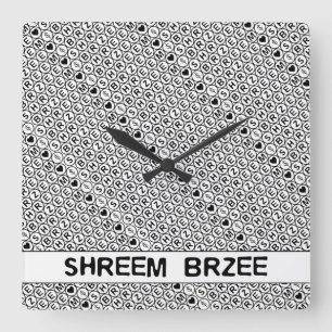 Horloge Carrée Incantation blanche d'argent de Shreem Brzee de