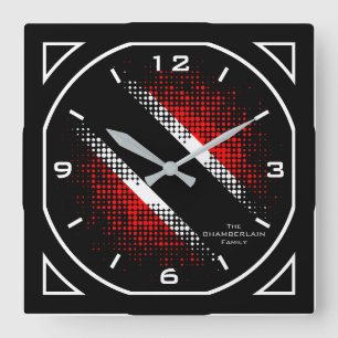 Horloge Carrée Indicateur Motif numérique géométrique de Trini