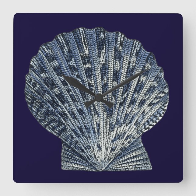 Horloge Carrée Indigo Shells VIII (Recto)