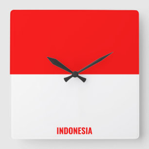 Horloge Carrée Indonésie Drapeau éblouissant patriotique