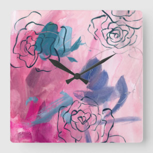 Horloge Carrée Inner Music - Floral Sketch