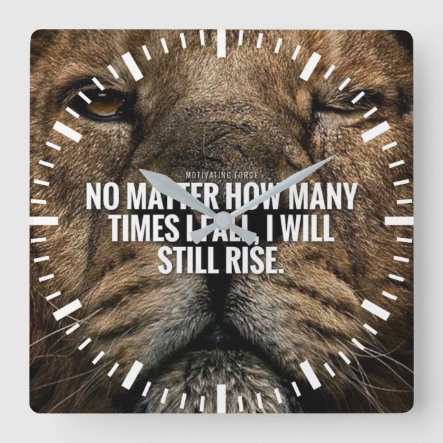 Horloge Carrée Inspiration Lion - Automne et Montée - Motivationn (Recto)