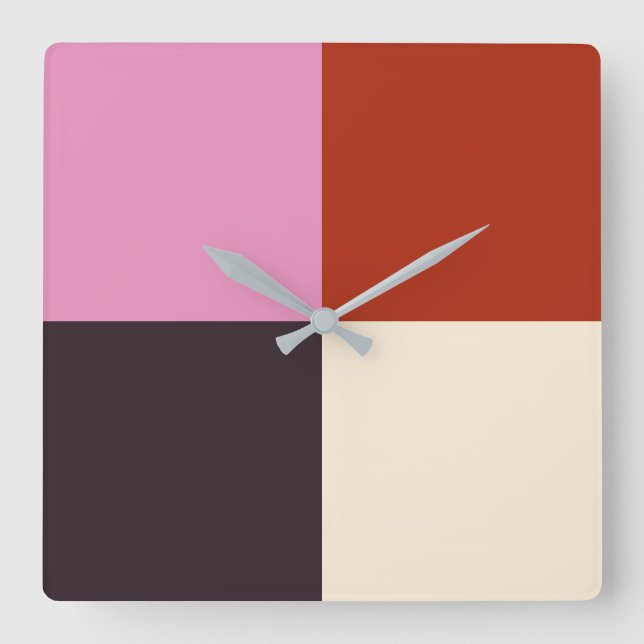 Horloge Carrée Ivoire d'aubergine rose rouge (Recto)
