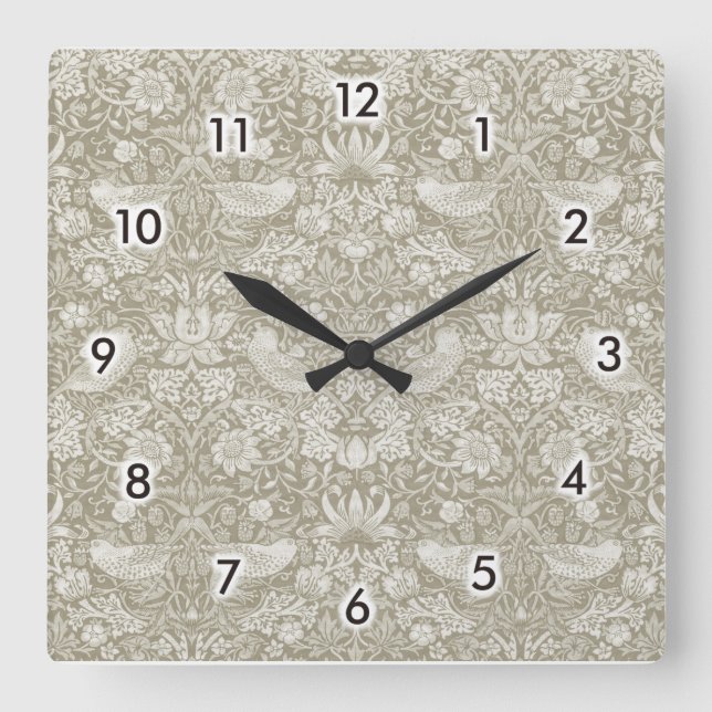 Horloge Carrée Ivory, Thief fraise, William Morris (Recto)