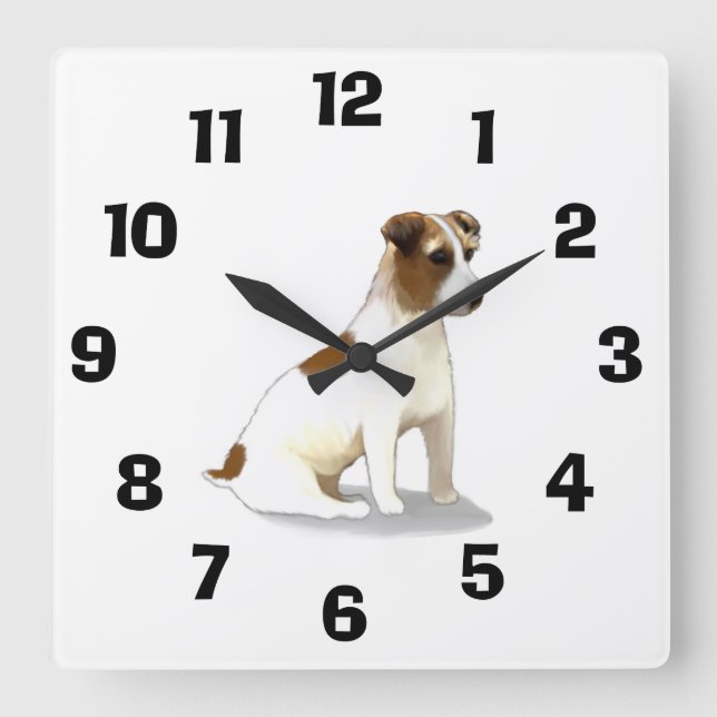 Horloge Carrée Jack Russell Terrier Chien assis (Recto)