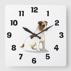 Horloge Carrée Jack Russell Terrier Dog Sitting