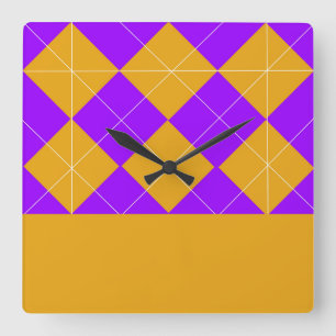 Horloge Carrée Jacquard pourpre et orange