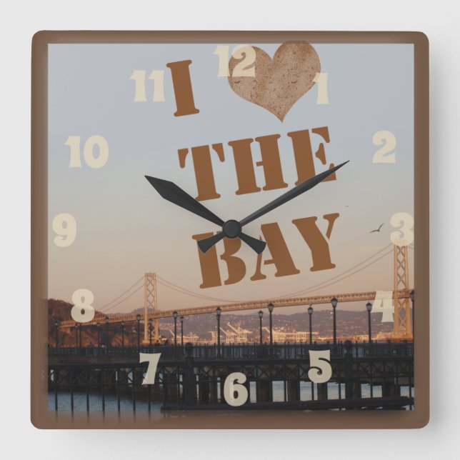 Horloge Carrée J'adore la baie ! (Recto)