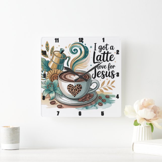 Horloge Carrée J'ai un dernier amour pour Jésus (Maison)