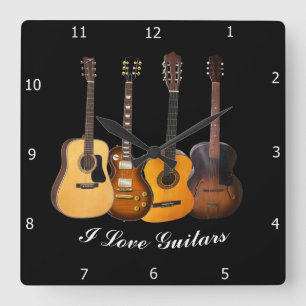 HORLOGE CARRÉE J'AIME DES GUITARES