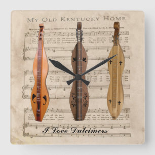 HORLOGE CARRÉE J'AIME LES DULCIMERS