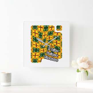 Horloge Carrée J'Aime Les Fleurs Uniques
