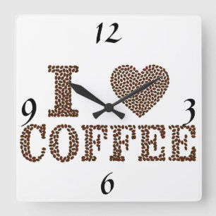 Horloge Carrée J'aime l'horloge de café