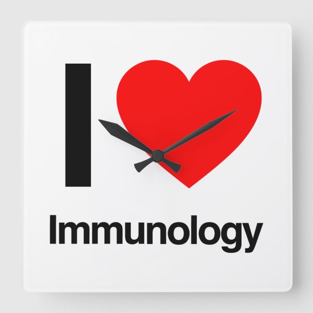 Horloge Carrée j'aime l'immunologie (Recto)