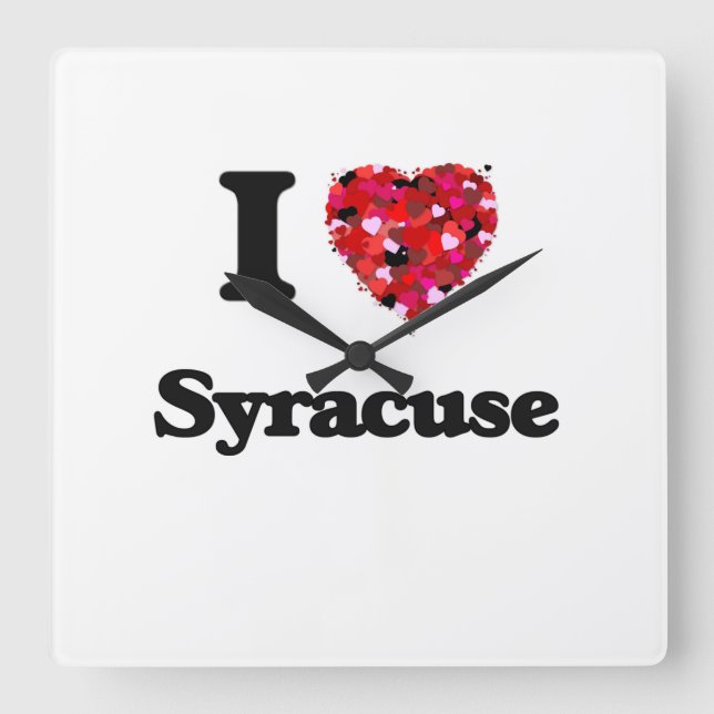 Horloge Carrée J'aime Syracuse New York (Recto)