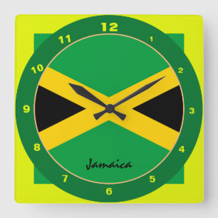 Horloge Carrée Jamaican Flag & Jamaica branchée mode/design