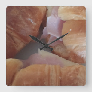 Horloge Carrée jambon fromage croissants pain mur