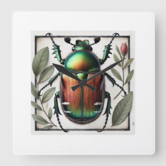 Horloge Carrée Japanese beetle painting 110924IREF232 - Watercolo