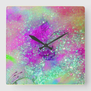 Horloge Carrée JARDIN DES OMBRES PERDUES -violet violet rose