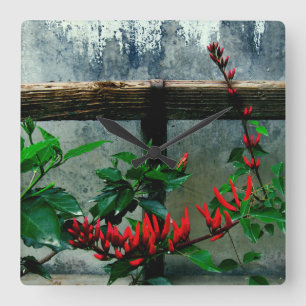 Horloge Carrée Jardin rustique Floral