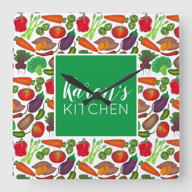Horloge Carrée Jardin végétal Produire Légumes de marché écologiq (Recto)
