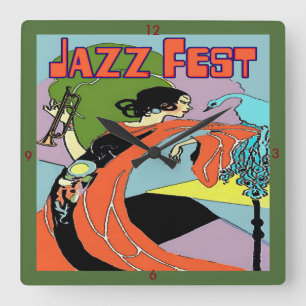Horloge Carrée Jazz Fest Art Decco Clock