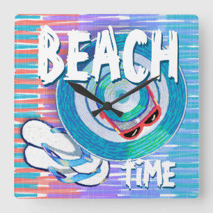 Horloge Carrée Je suis à l'heure de la plage !
