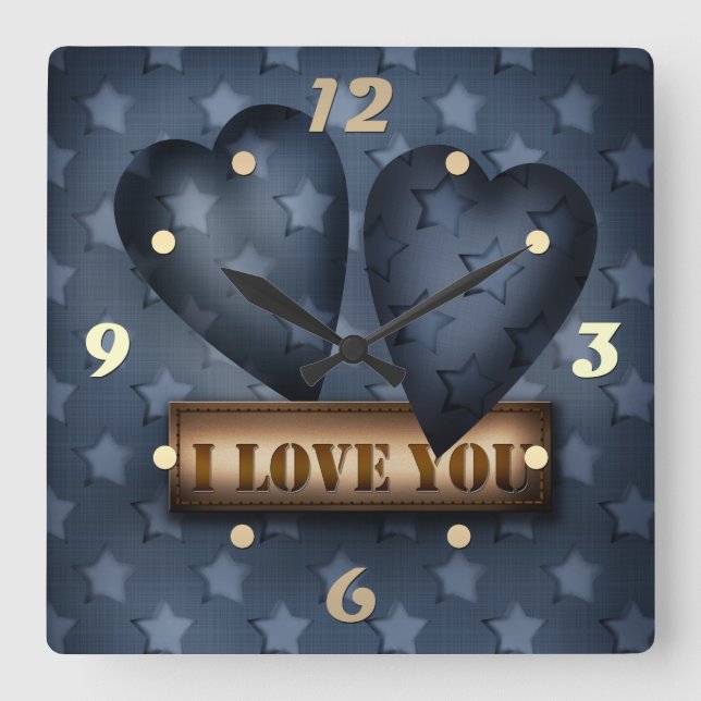 Horloge Carrée Je t'aime (Recto)