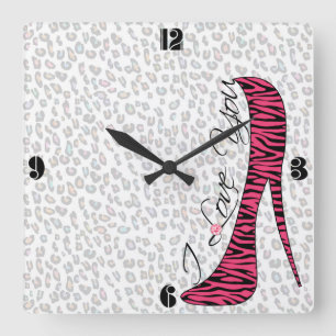 Horloge Carrée "Je t'aime" talons hauts élégants girly à la mode