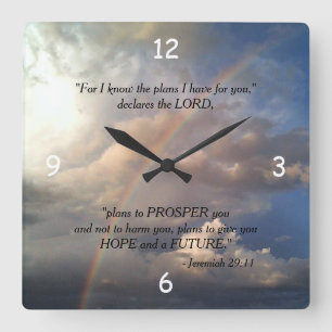 Horloge Carrée Jeremiah 29:11 cadenas arc-en-ciel