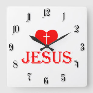 Horloge Carrée Jésus aimant