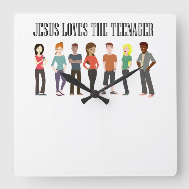 HORLOGE CARRÉE JÉSUS AIME L'HORLOGE ADOLESCENTE (Recto)