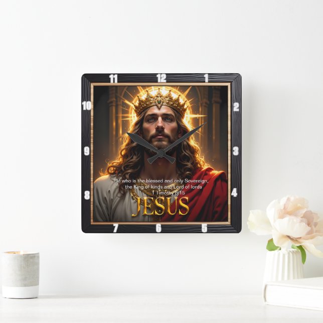 Horloge Carrée Jesus King Crown Sovereign Majesty Robe (Maison)