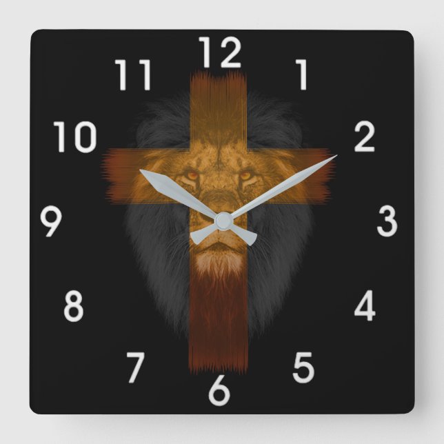 Horloge Carrée Jésus Lion de Judah Wall Clock (Recto)