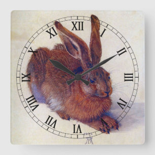 Horloge Carrée Jeune lièvre par Albrecht Durer, Beaux-arts de la 